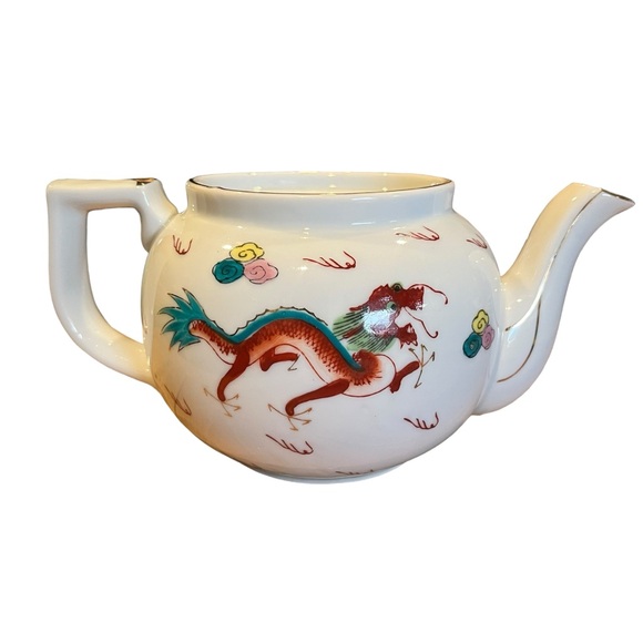 Dragonware Teapot No Lid, White Ceramic - Picture 3 of 8